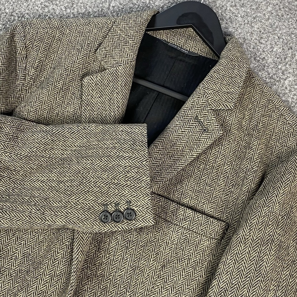 Vintage Gap Mens Sport‎ Coat S Brown Wool Herringbone Tweed Blazer Casual 40R - Picture 2 of 13